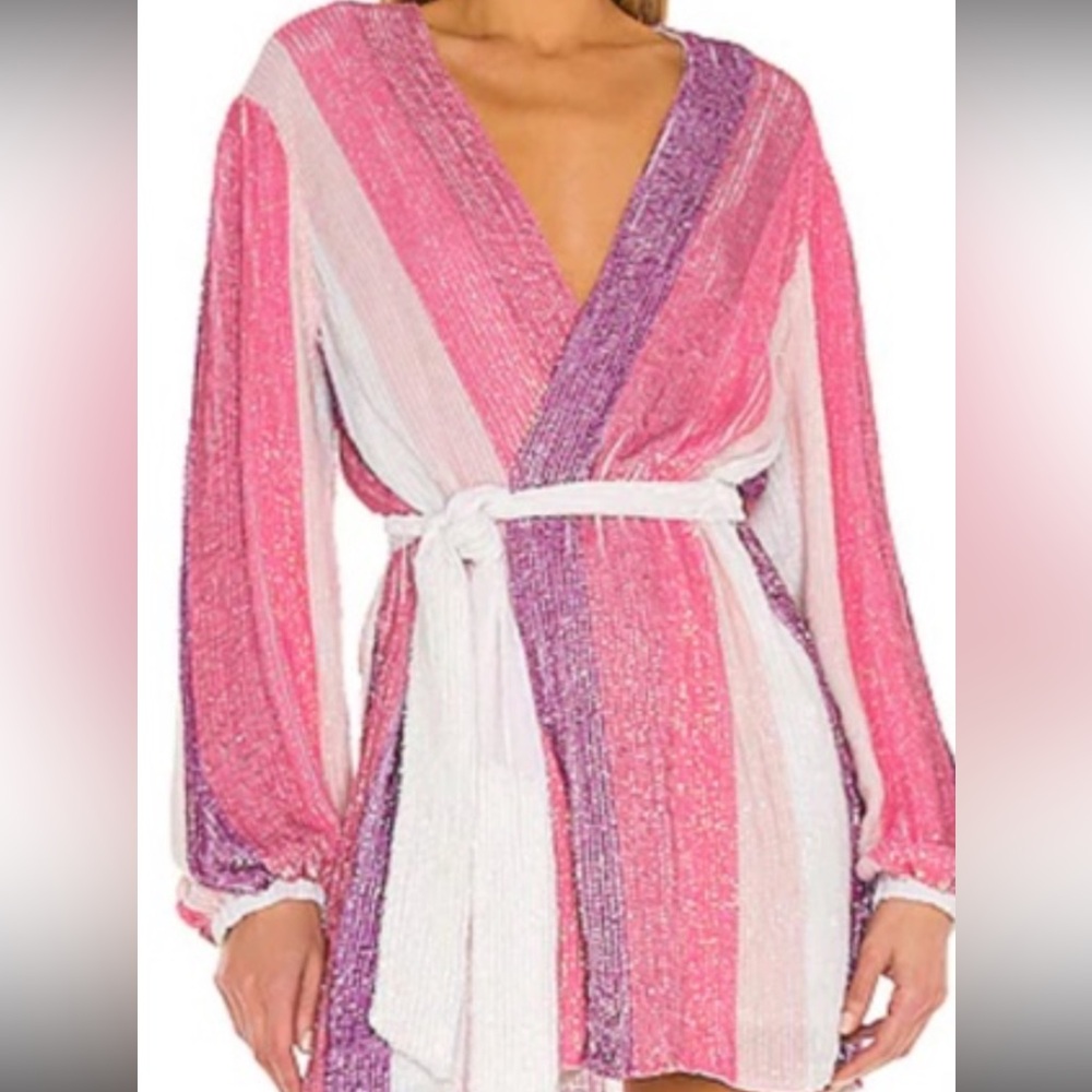 Retrofete Pink and Purple Striped Robe